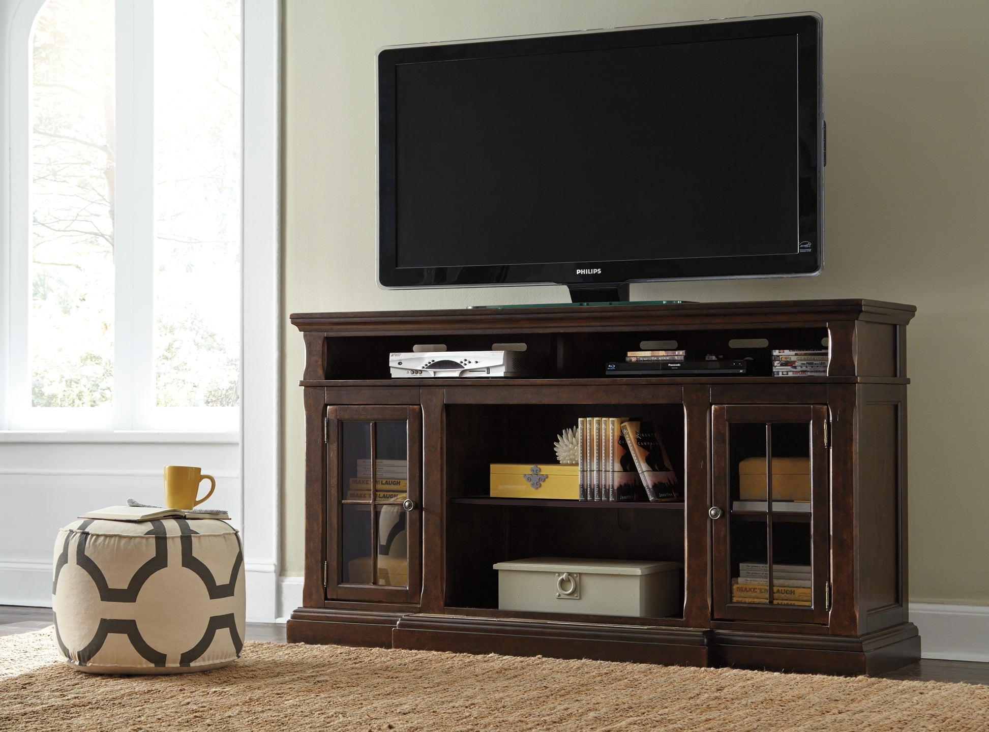 Roddinton XL TV Stand w/Fireplace Option Smyrna Furniture Outlet