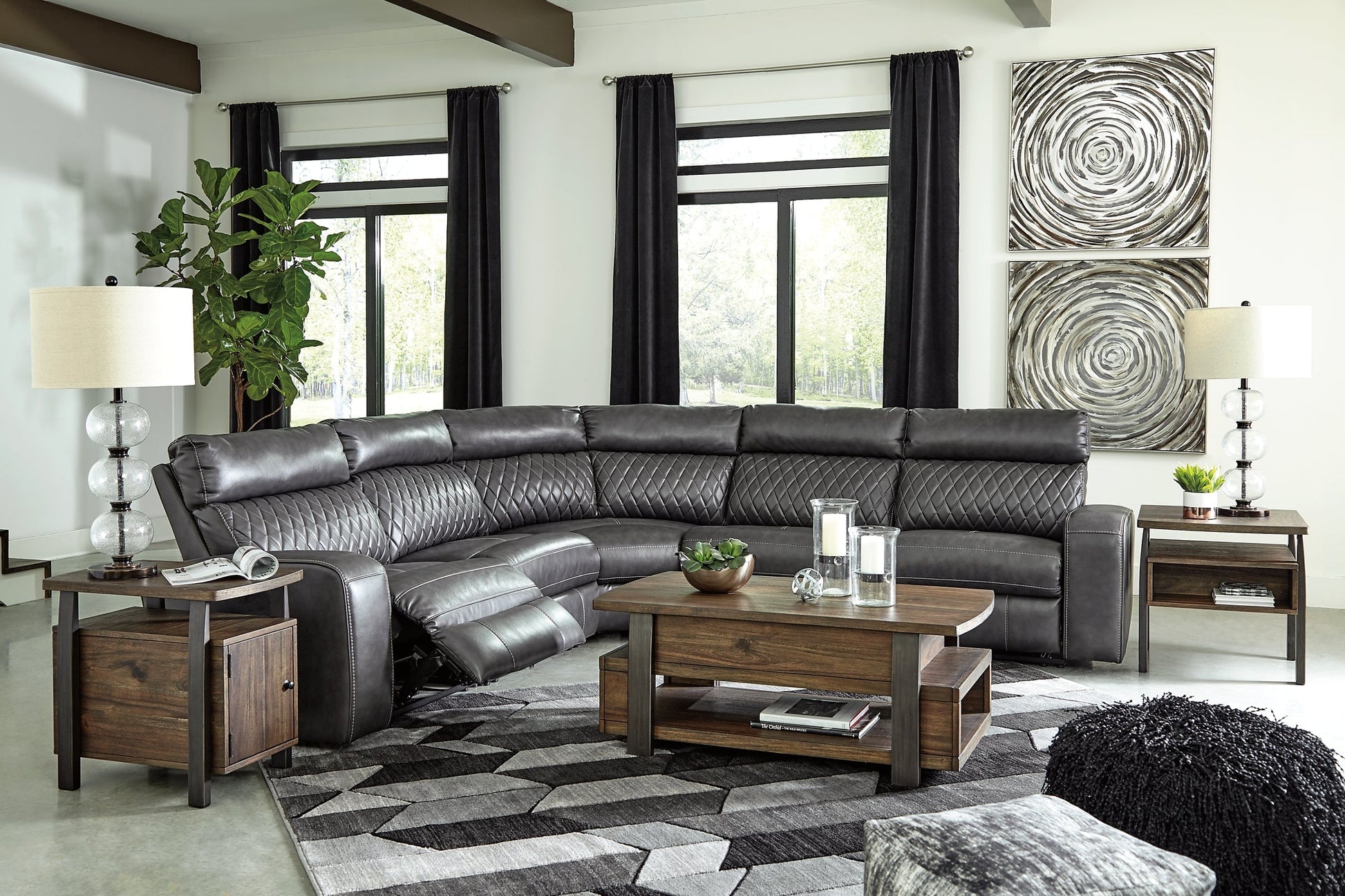 Samperstone 5-Piece Power Reclining Sectional Smyrna Furniture Outlet