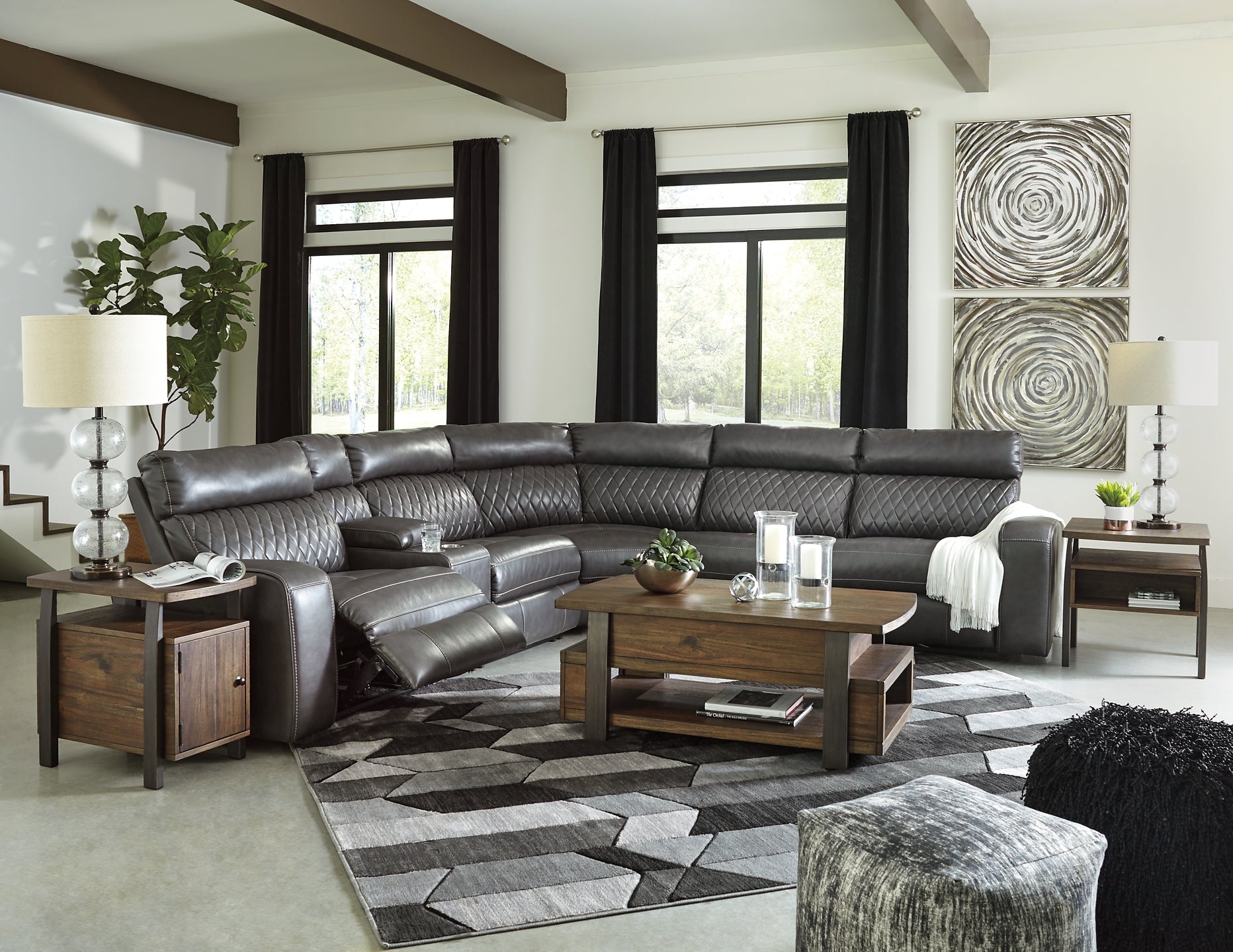 Samperstone 6-Piece Power Reclining Sectional Smyrna Furniture Outlet