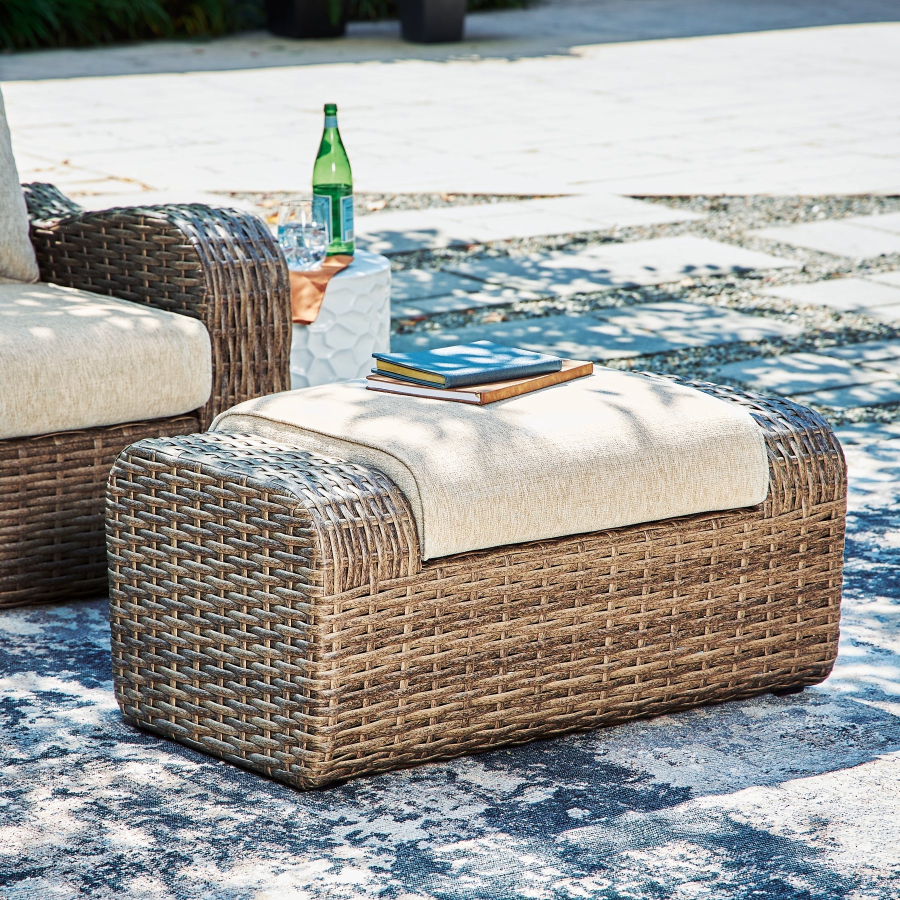 Sandy Bloom Outdoor Lounge Chair and Ottoman Smyrna Furniture Outlet