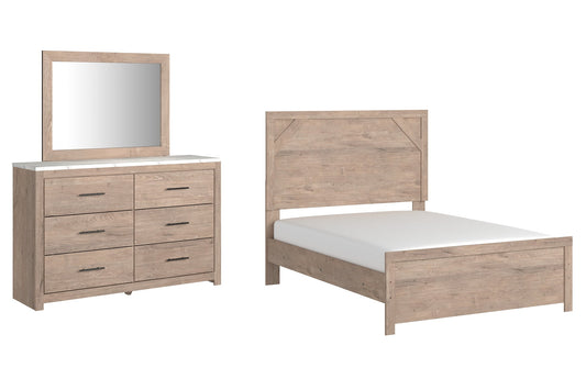 Senniberg Full Panel Bed with Mirrored Dresser Smyrna Furniture Outlet