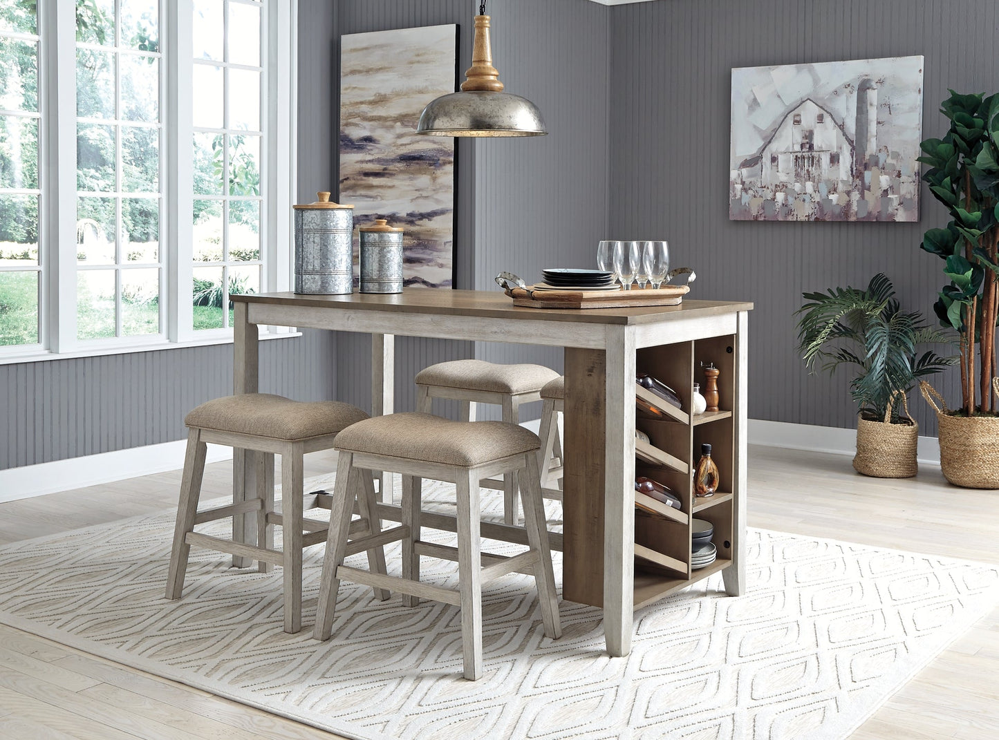 Skempton Counter Height Dining Table and 4 Barstools Smyrna Furniture Outlet