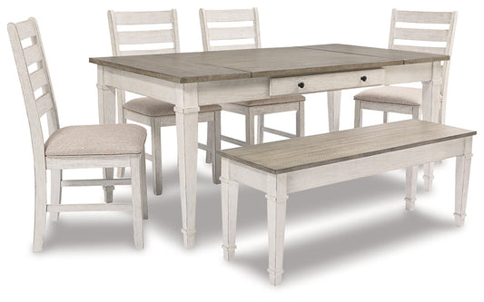 Skempton Dining Table and 4 Chairs and Bench Smyrna Furniture Outlet