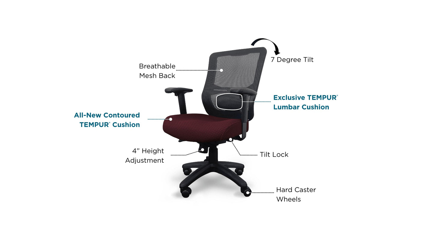 TEMPUR-Lumbar Support™ Office Chair (Burgundy) Smyrna Furniture Outlet