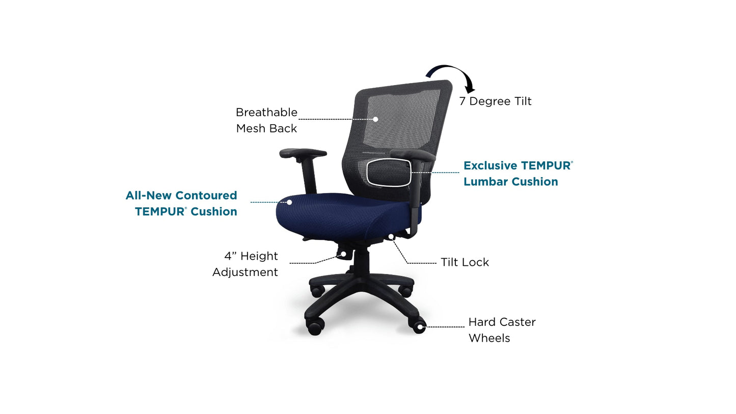 TEMPUR-Lumbar Support™ Office Chair (Navy) Smyrna Furniture Outlet