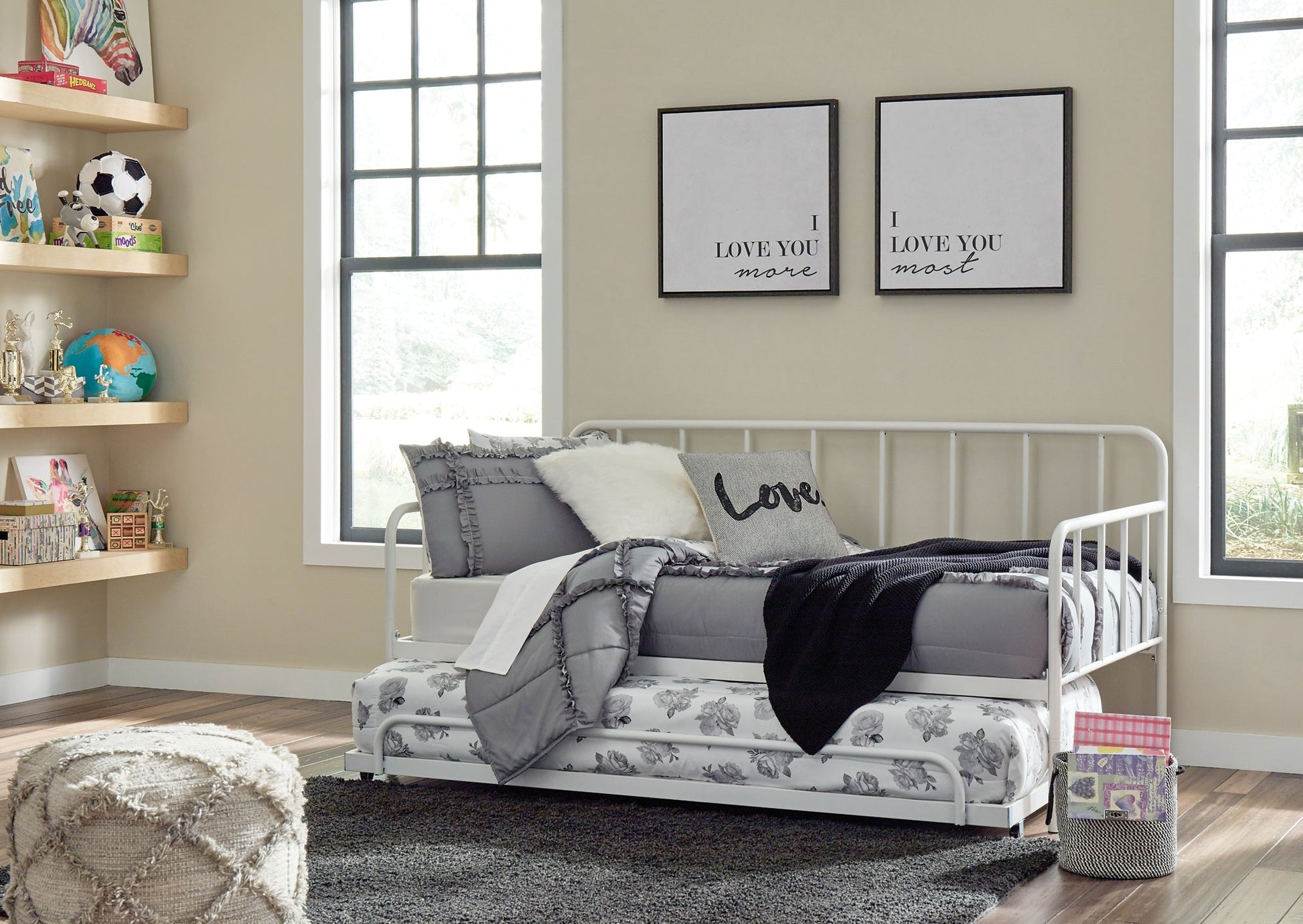 Trentlore Twin Metal Day Bed with Trundle Smyrna Furniture Outlet
