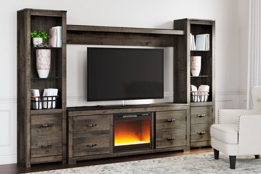 Trinell 4-Piece Entertainment Center with Electric Fireplace Smyrna Furniture Outlet