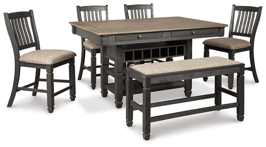 Tyler Creek Counter Height Dining Table and 4 Barstools and Bench Smyrna Furniture Outlet