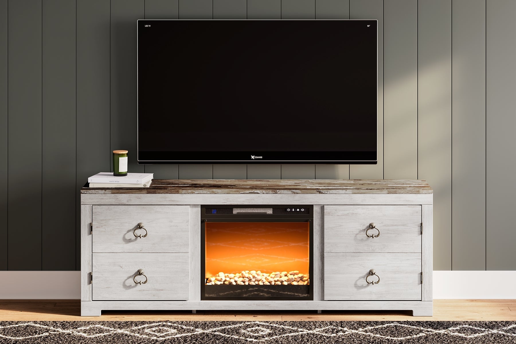 Willowton TV Stand with Electric Fireplace Smyrna Furniture Outlet