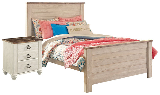 Willowton Twin Panel Bed with Nightstand Smyrna Furniture Outlet