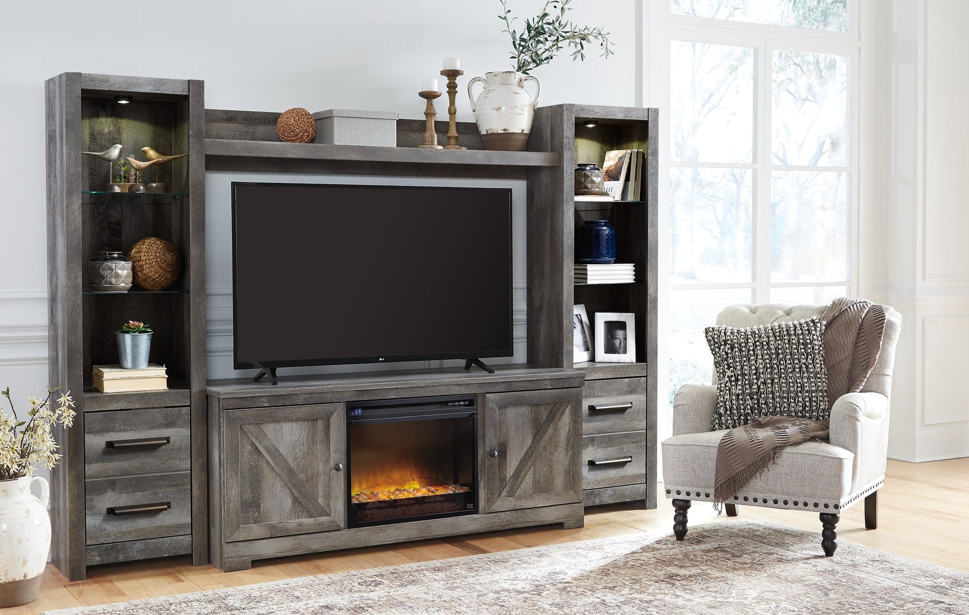 Wynnlow 4-Piece Entertainment Center with Electric Fireplace Smyrna Furniture Outlet