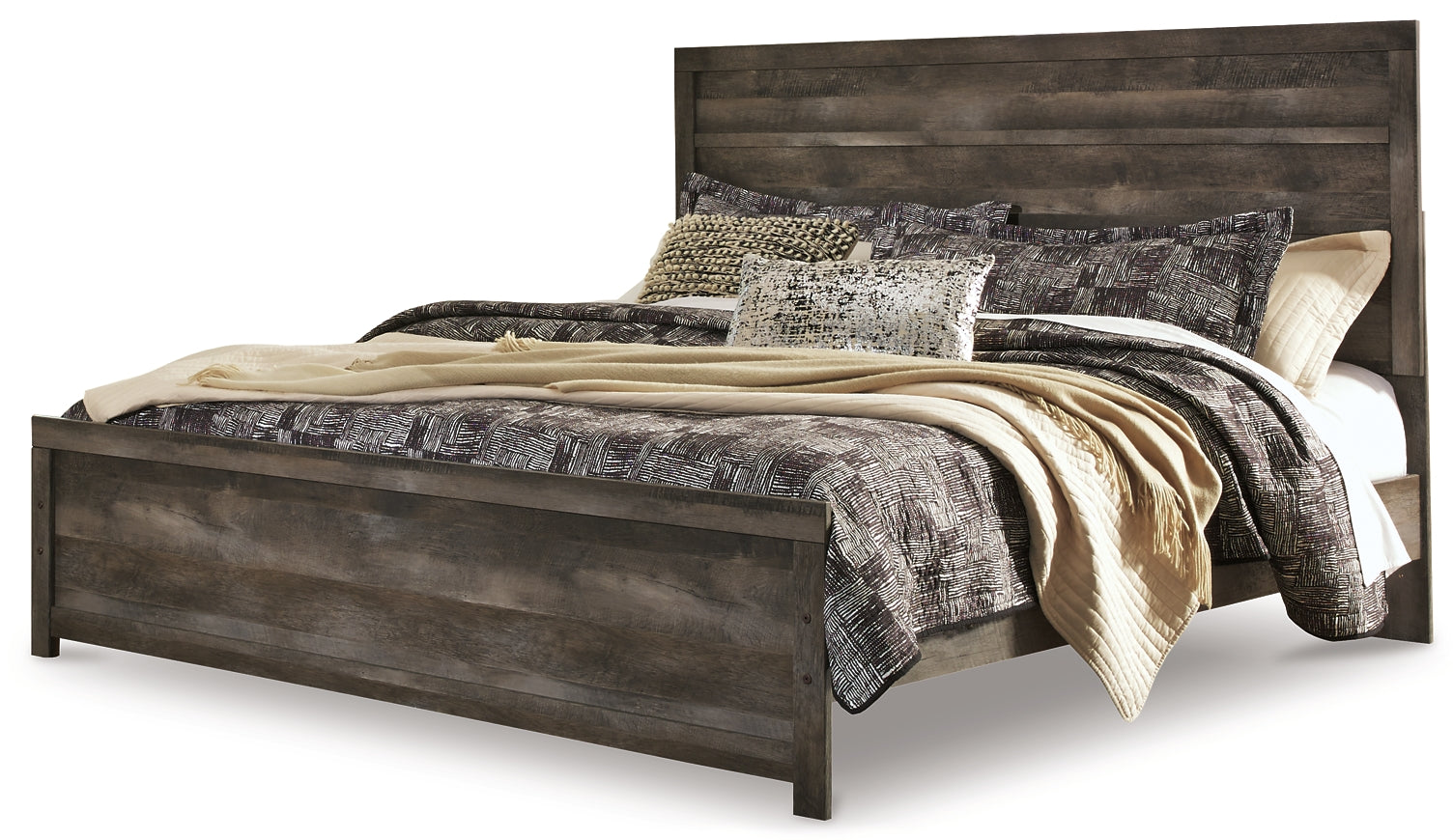Wynnlow King Panel Bed with Mirrored Dresser and Chest Smyrna Furniture Outlet