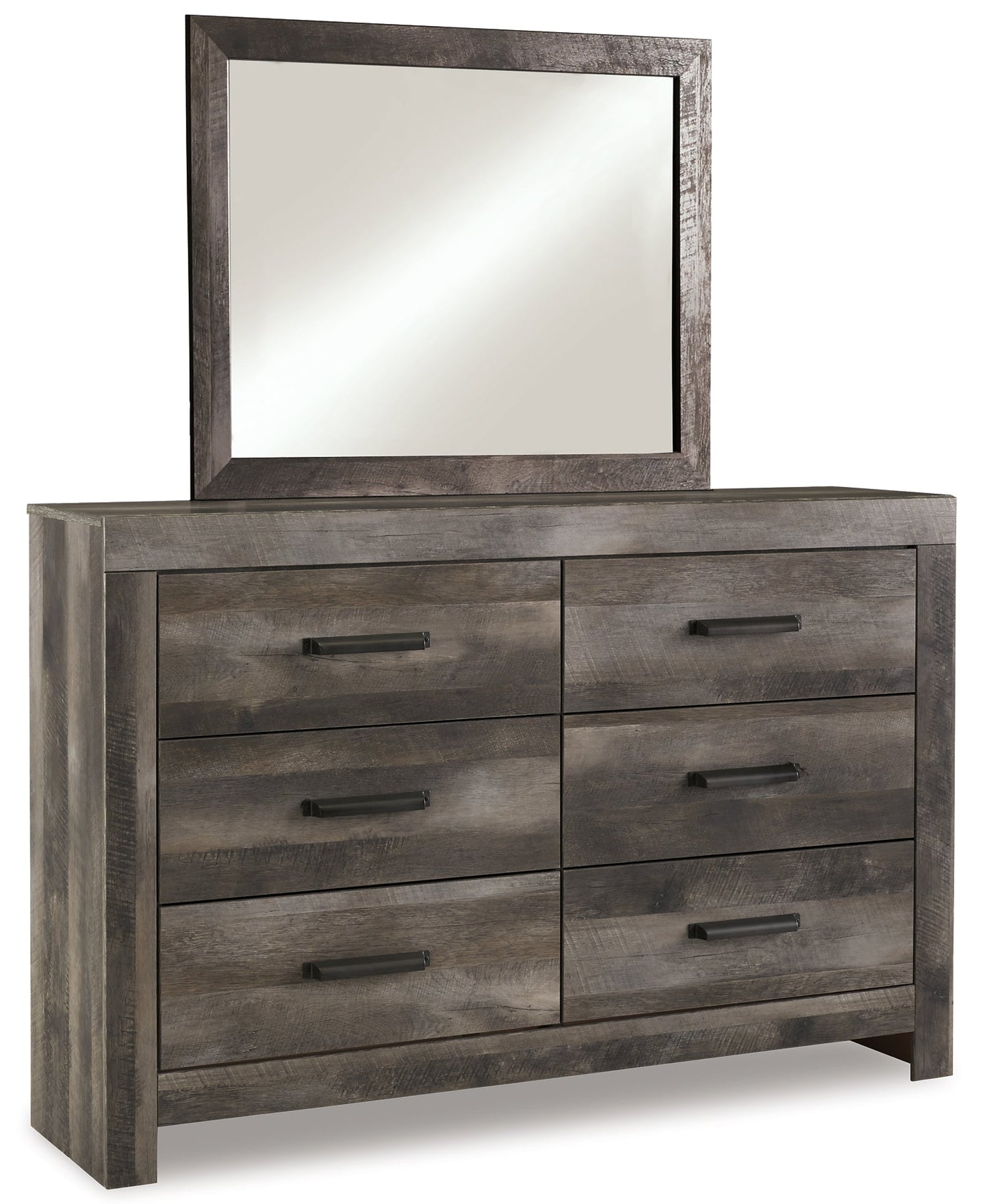 Wynnlow King Poster Bed with Mirrored Dresser and Chest Smyrna Furniture Outlet