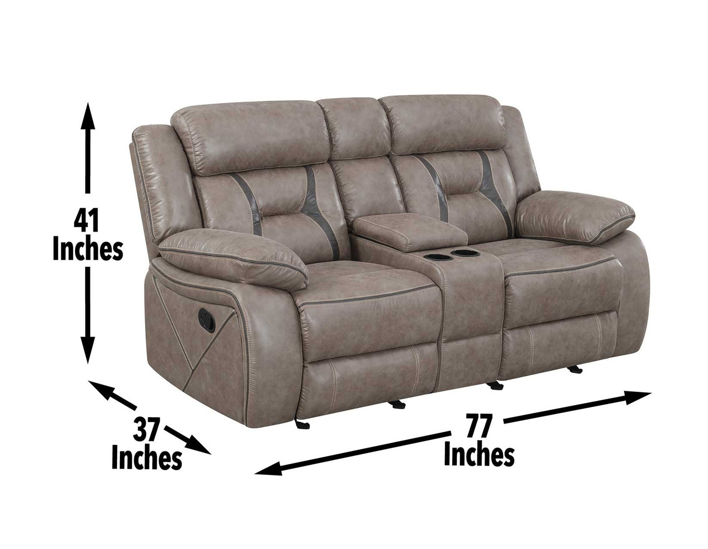 Tyson Console Loveseat, Manual Reclining, Glider