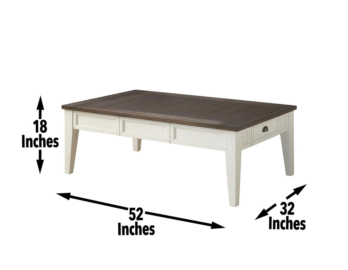 Cayla, Cocktail Table, Dark Oak/White
