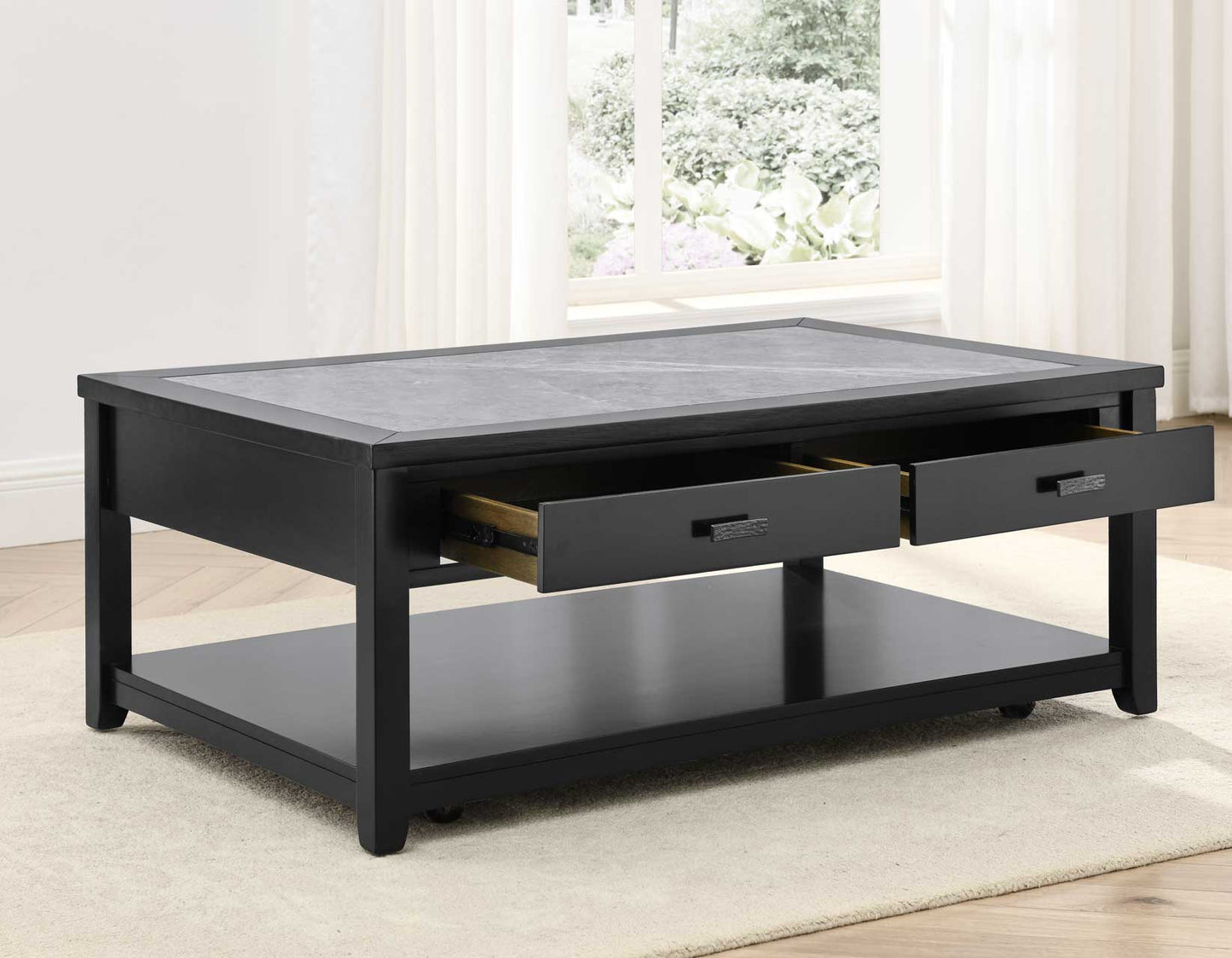 Garvine, Cocktail Table, Sintered Stone, Castered