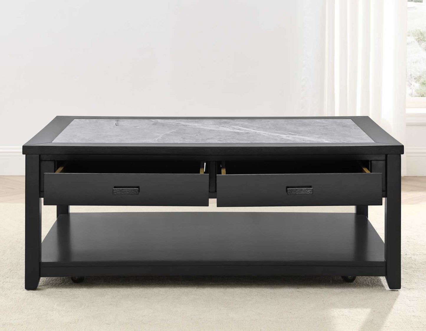 Garvine, Cocktail Table, Sintered Stone, Castered