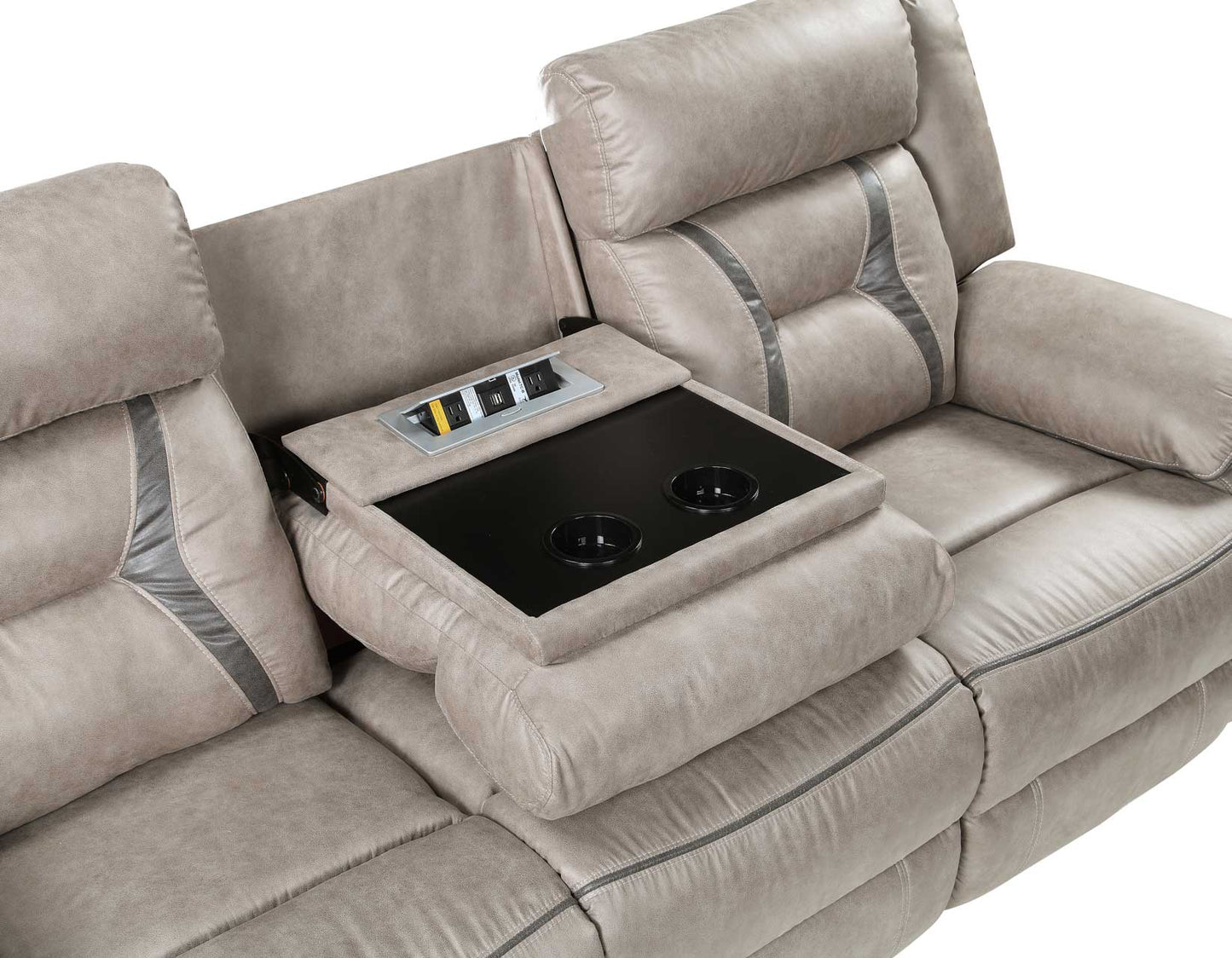 Tyson Sofa, Manual Reclining, Drop-Down Console and Power Strip, Glider