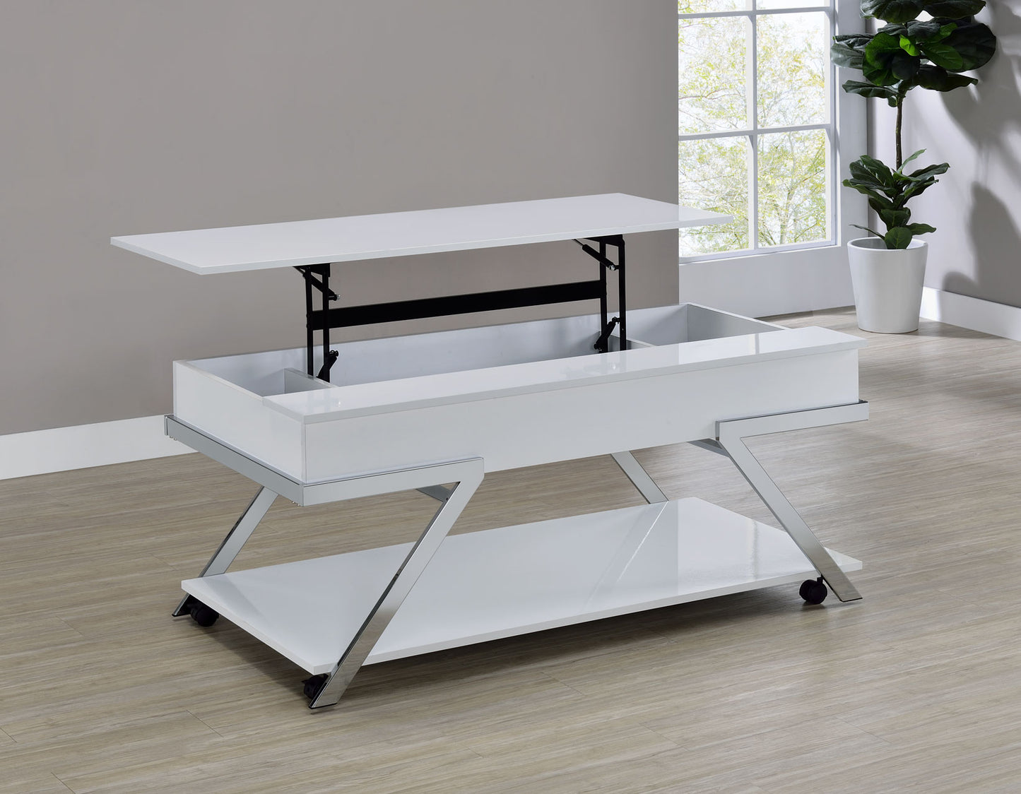Zena, Lift-Top Cocktail Table, Castered