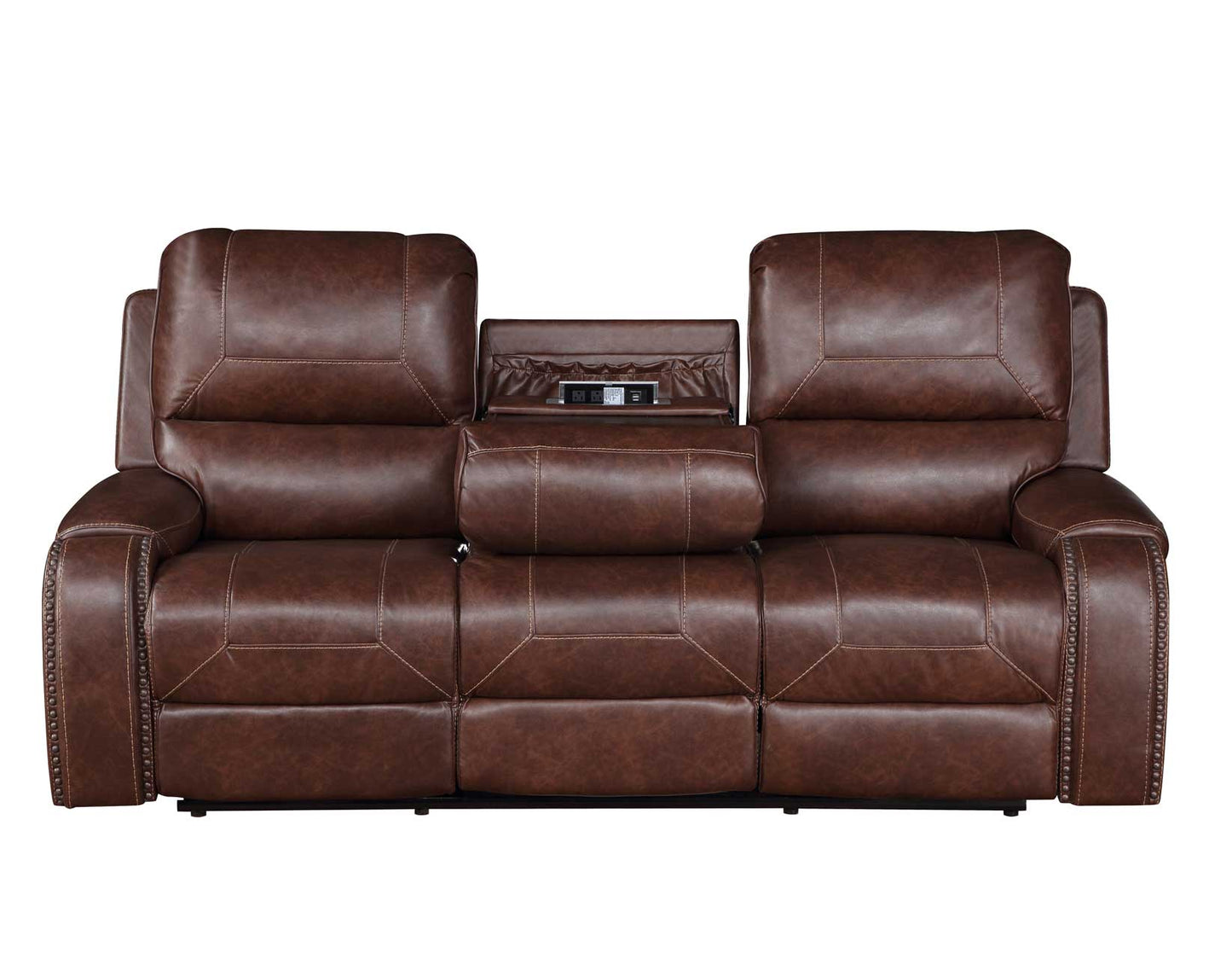 Keily Manual Reclining Sofa w/Dropdown Table, Brown