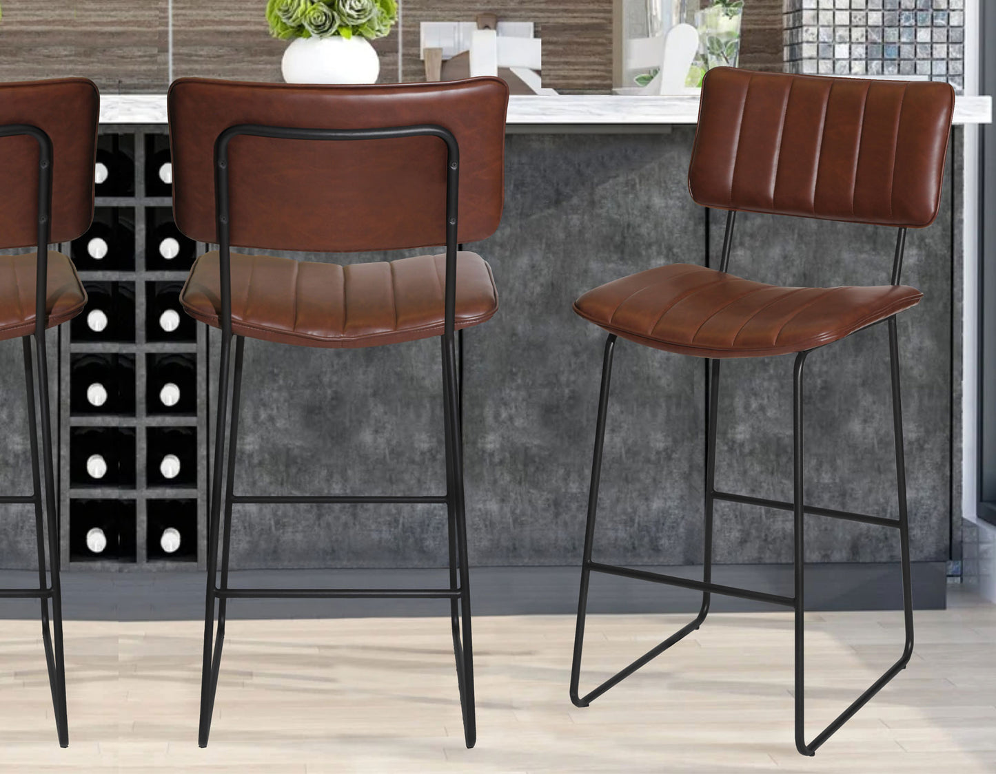 Tribeca 24″ Commercial Grade Counter Stool, Cordovan Vegan Leather