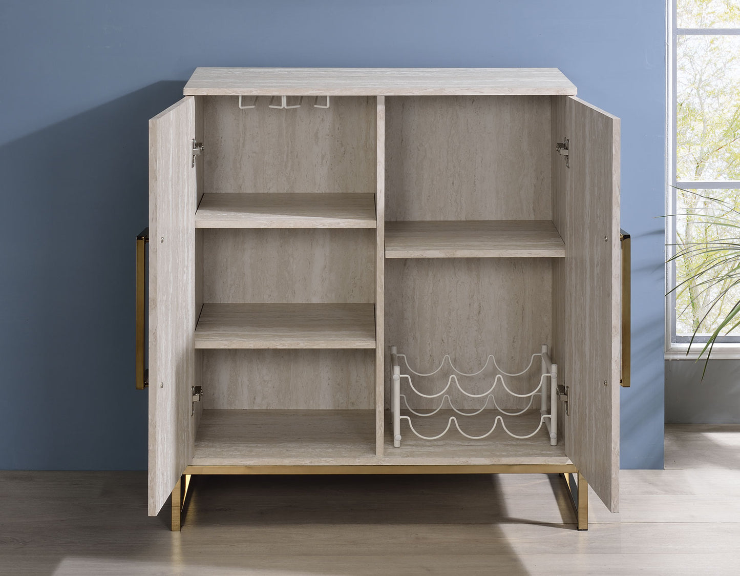 Larkin Faux-Marble Wine Cabinet