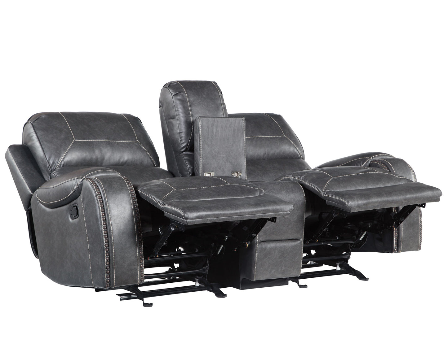 Keily Console Loveseat, Manual Reclining, Glider, Grey