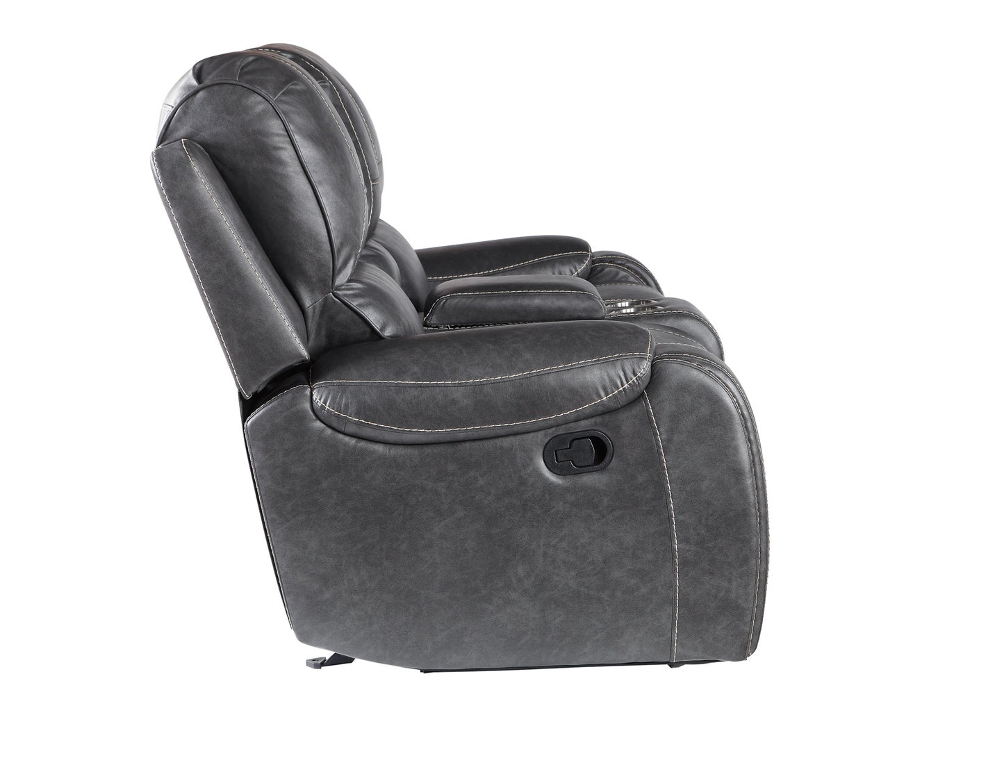 Keily Console Loveseat, Manual Reclining, Glider, Grey