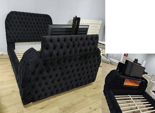 NATALIA BED W/FIREPLACE,TV LIFT BK