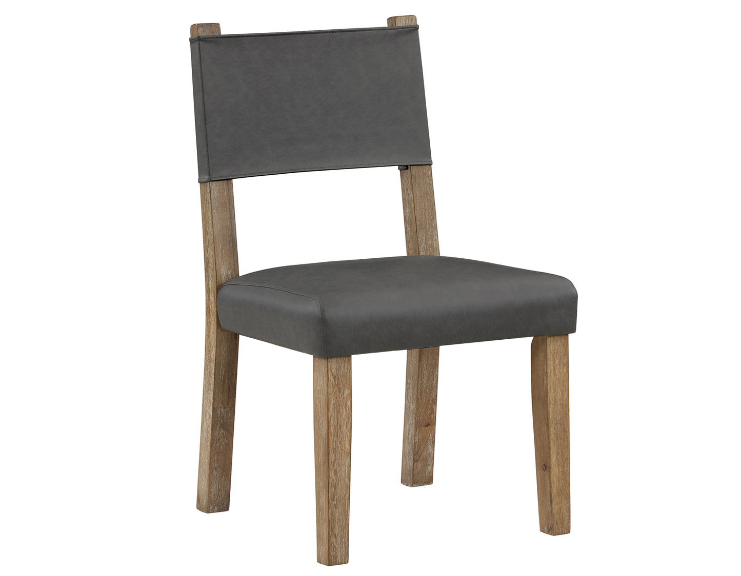 Aubrey Side Chair, Gray Vegan Leather with Driftwood finish