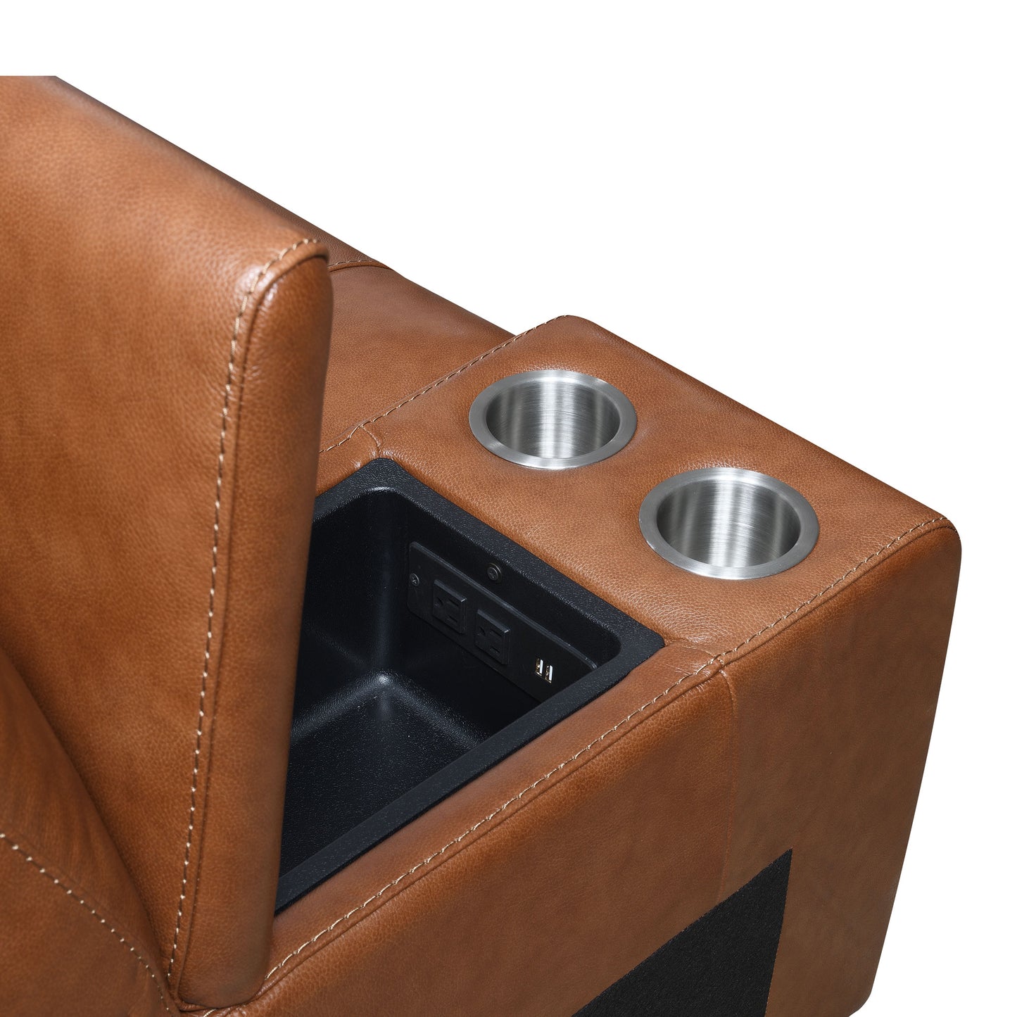 CASA 6-PIECE LEATHER DUAL-POWER RECLINING SECTIONAL, COACH