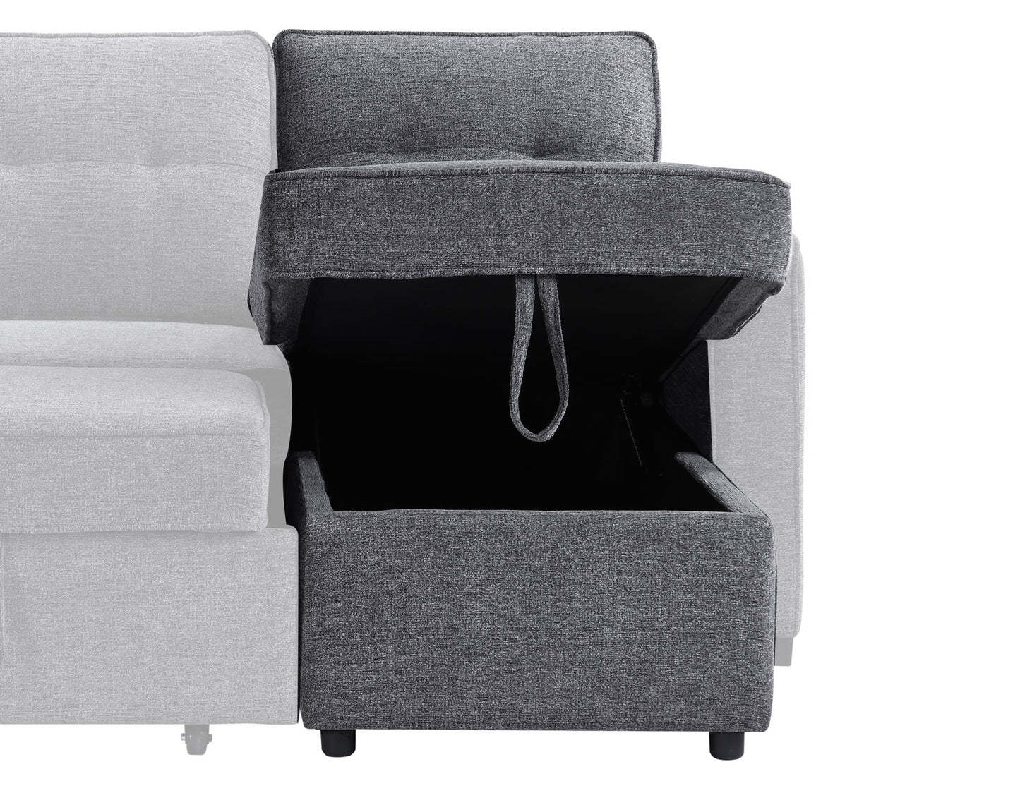 Noah Reversible Storage Chaise, Gray