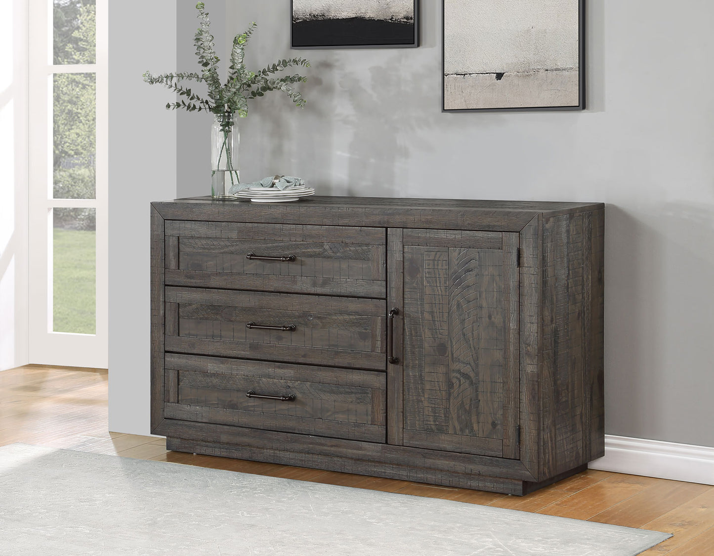 Riverdale 6-Piece Dining Set, Black
(Table, Bench & 4 Side Chairs)