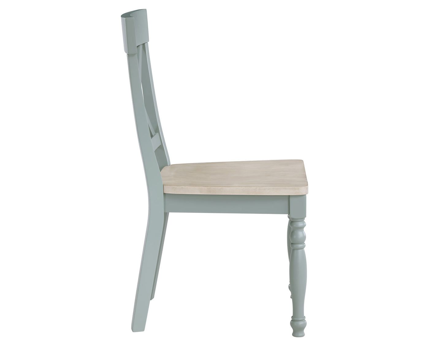 Darcy Solid Wood Side Chair, Mint Green and Parchment Finish