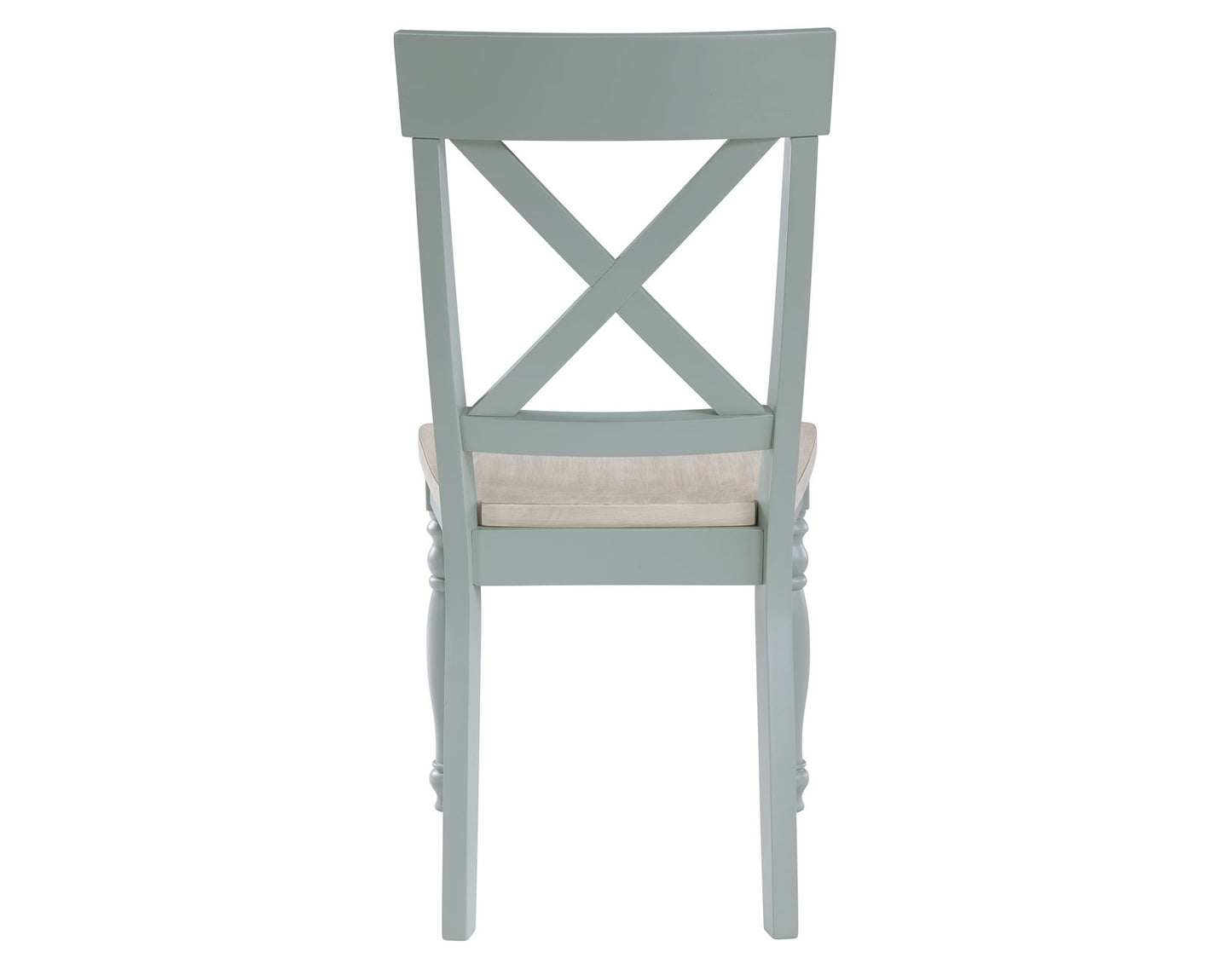Darcy Solid Wood Side Chair, Mint Green and Parchment Finish