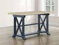 Darcy 64-82″Counter Table with 18-inch leaf, Midnight Blue and Natural Finish