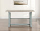 Darcy 64-82″Counter Table with 18-inch leaf, Mint Green and Natural Finish