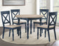 Darcy 5-Piece 42″ Round DIning Set, Midnight Blue and Natural Finish