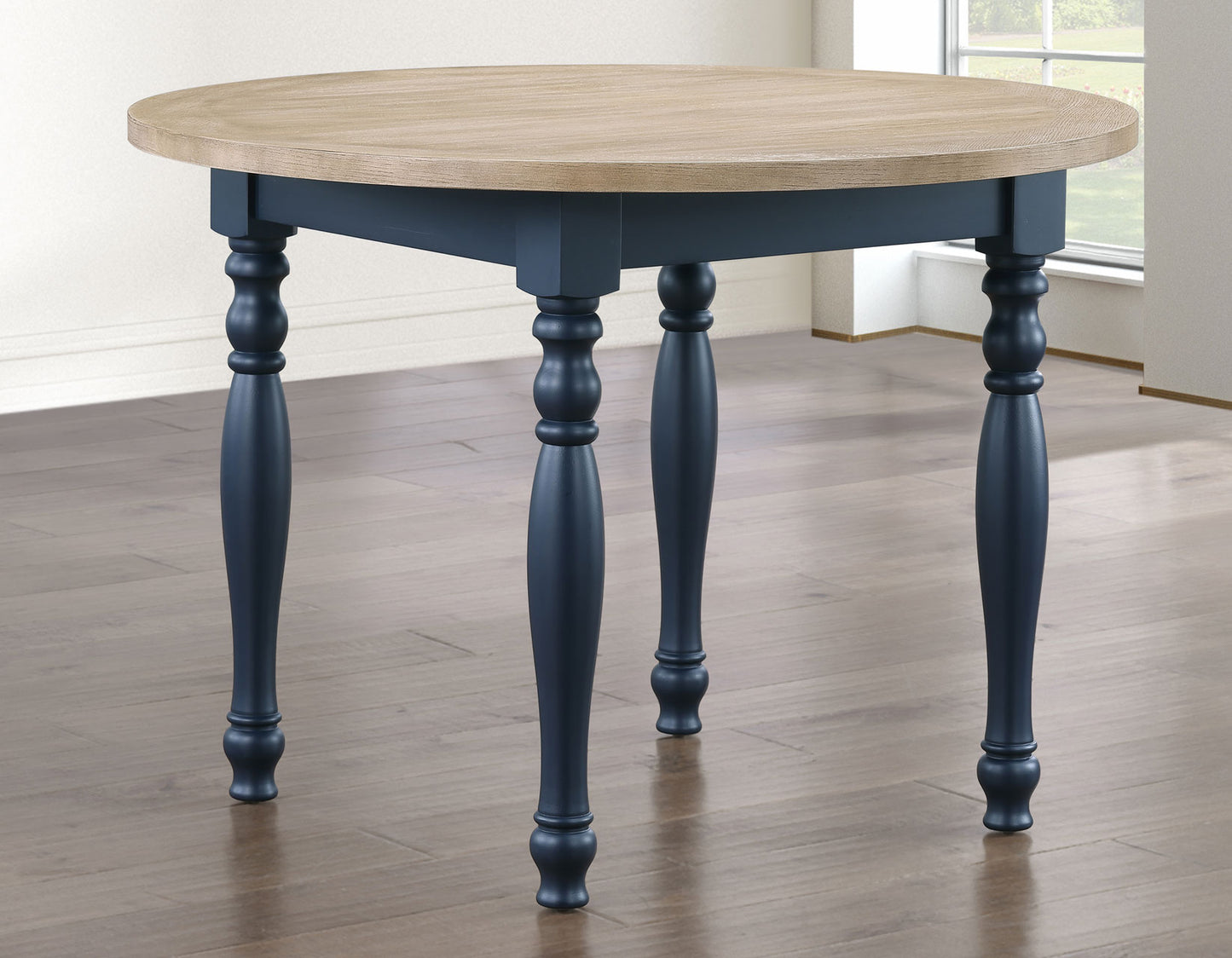 Darcy 5-Piece 42″ Round DIning Set, Midnight Blue and Natural Finish