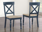 Darcy 5-Piece 42″ Round DIning Set, Midnight Blue and Natural Finish