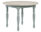 Darcy 42″ Round Dining Table, Mint Green and Parchment Finish