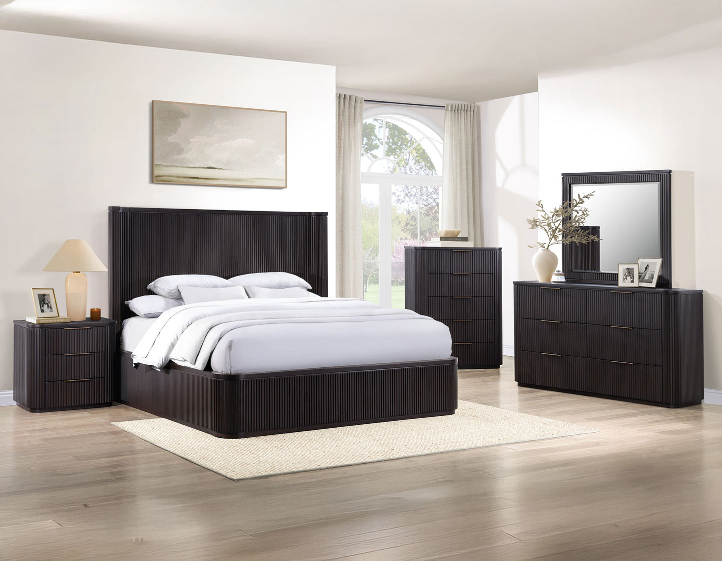 Henry Reeded Bedroom, Espresso Finish