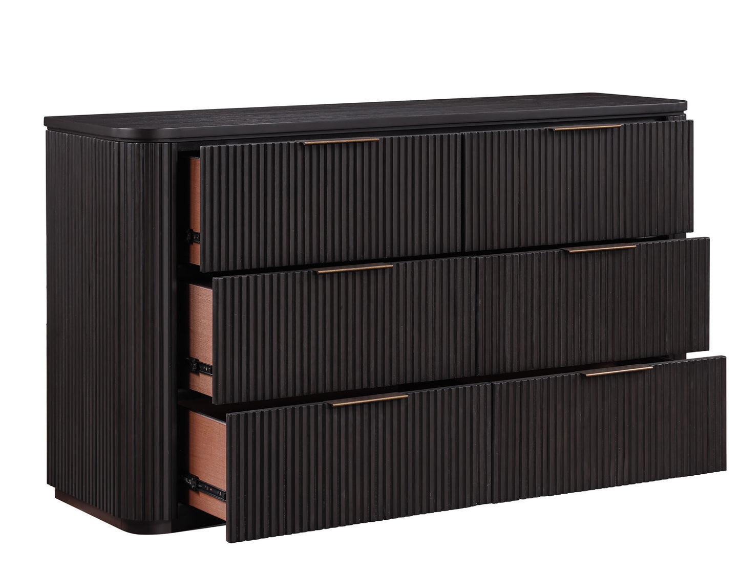 Henry 65″ 6-Drawer Reeded Dresser, Espresso Finish