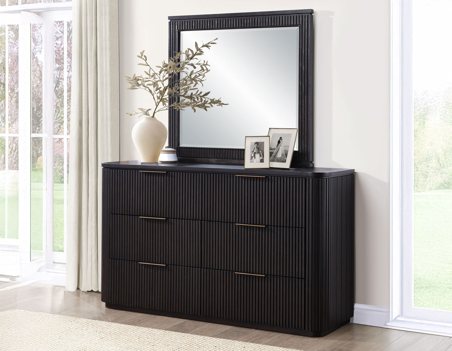 Henry 65″ 6-Drawer Reeded Dresser, Espresso Finish