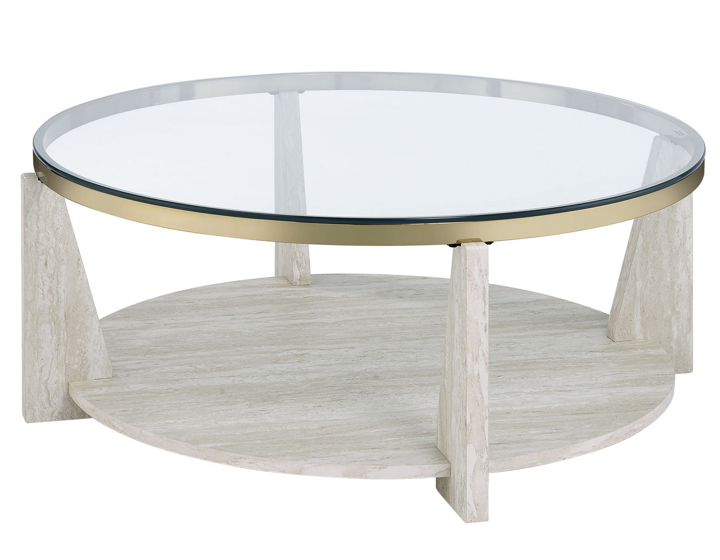 Wanda 42″ Round Glass Top Coffee Table with Casters
