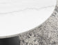 Conrad 48″White Marble Top Table with Black Conical Base