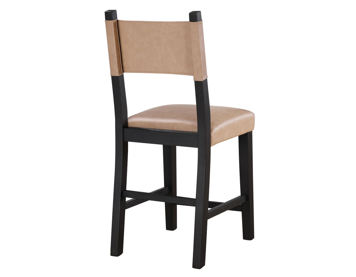 Aubrey 24″ Counter Chair, Camel Vegan Leather with Black wood finish