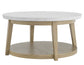 Vida Round 36″ White Marble Top Cocktail Table with Casters