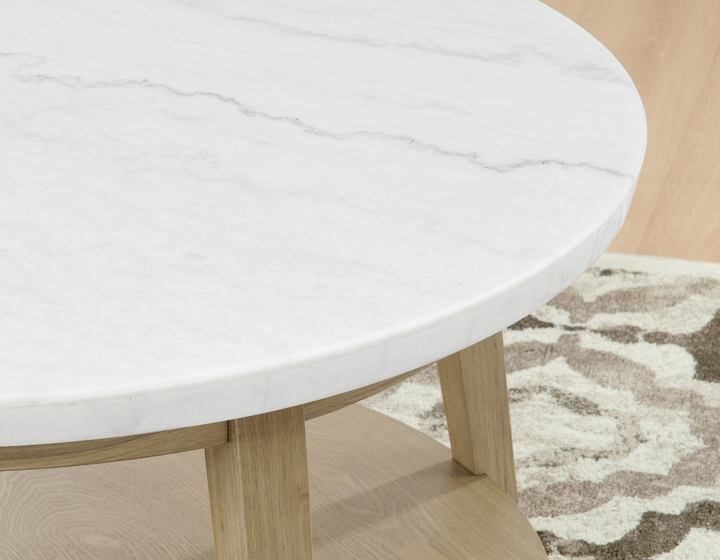 Vida Round 36″ White Marble Top Cocktail Table with Casters
