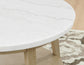 Vida Round 36″ White Marble Top Cocktail Table with Casters